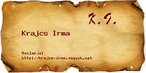 Krajcs Irma névjegykártya